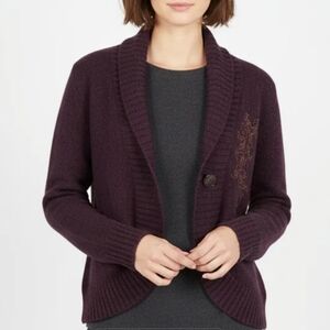 Eddie Bauer Chunky Cardigan Sweater Women's Size XXL Burgundy Cowl Neck New NWT